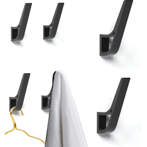 Coat Hooks Wall Mounted(Invisible Screws), 5 PCs Wall Hooks for Hanging Coats, Scarves, Bags, Keys, Hats, Purses, Towel Hooks for Kitchen, Bathroom, Door, Cabinet, Hallways, Bedrooms (Black, 5 Packs)