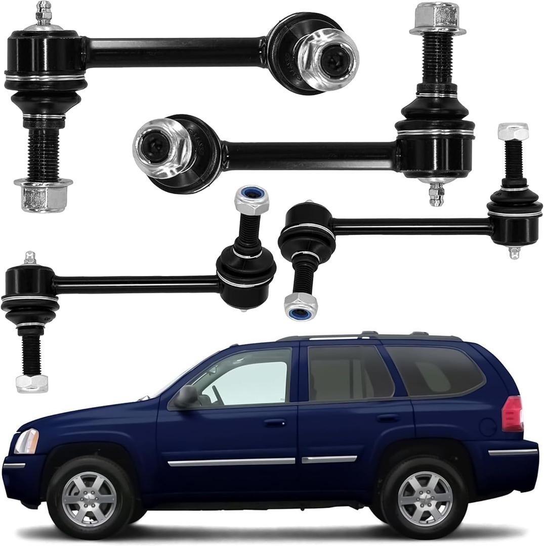 4PCS Front & Rear Stabilizer Sway Bar End Link Compatible with GMC Envoy Chevrolet Trailblazer SSR Buick Rainier Isuzu Ascender Replaces K80824 K80825 K6667 K6668