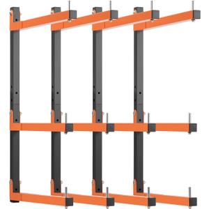4 Pack Lumber Rack Wall Mount, Heavy Duty Wood Storage Racks, 6-Level System Organizer Shelving, 720 LBS Capacity Hanging Garage Shelves, Orange Brackets Utility Metal Shelf for Indoor and Outdoor