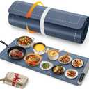 FYY Extra Large Warming Mat for Food - Rapid and Full Surface Heating, 6 Temp Settings, 6H Timer, Rollable Portable Food Warming Mat for Gatherings, Parties, Keep Meal Warm (XX Large Size, Navy)