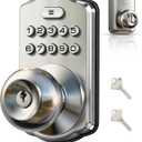 Veise Keypad Door Knob Lock, Keyless Entry Digital Lock with Handle, Electronic Smart Knob for Front Door & Bedroom, Easy Install, Auto Lock, Passage Mode, Anti-Peeping Password, Satin Nickel