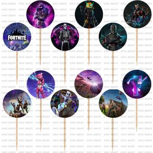 Video Game Cupcake Toppers – Battle Royale Party Cake Decorations