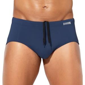 Casey Kevin Men's Classic Solid Swim Briefs Sexy Bikini Underwear Tan Through Full Coverage Swimwear XXL
