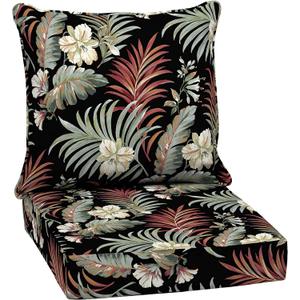 Arden Outdoor Deep Seat Cushion Set, 24 in x 24 in, Weather-Proof, Rain-Proof, Fade Resistant Patio Cushion for Chair, Sofa, and Couch Simone Black Tropical