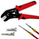 Crimping Tool with Ratchet, Ratcheting Wire Crimper Tool for Open Barrel Terminal Connectors, Electrical Crimping Tool, Crimping Pliers for 20-14 AWG