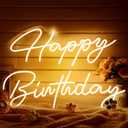 30" x 21" Large Happy Birthday Neon Sign LED Neon Light Signs with Dimmable Switch 12V Power Adapter Chain Reusable Happy Birthday Decorations for Party Room Wall Art Backdrop (Warm White)
