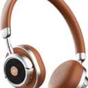 iKF Rona Retro Classic Active Noise Cancelling Wireless Headphones, Bluetooth On Ear Headset with Mic,75H Playback, Metal Vintage Design,3D Movie Sound,Wired,for Small Heads & Teens (Brown)