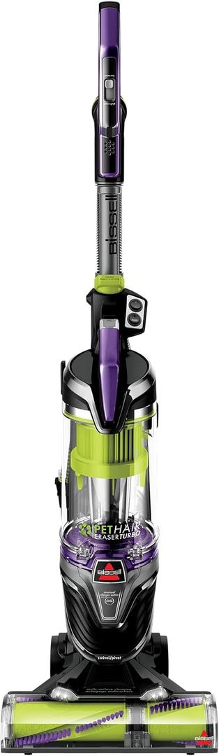 BISSELL 24613 Pet Hair Eraser Turbo Plus Lightweight Vacuum, Tangle-Free Brush Roll, Powerful Pet Hair Pick-up, SmartSeal Allergen System, Specialized Pet Tools, Easy Empty Dirt Tank (Grapevine Purple With Electric Green Accents)