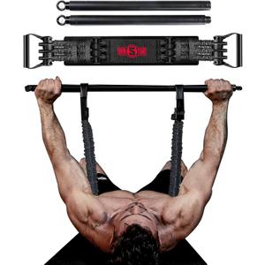 Innstar Multi-Function Resistance Bands for Working Out, Push Up Exercise Bands Resistance Bands Set for Bench Press Gym Equipment, Home Workout, Travel Portable (Men|200LB with Detachable Rod|Black)