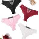 Avidlove Women Sexy Panties Lace Cheeky Panty Rhinestone Bikini Underwear 1-4 Pack (S)