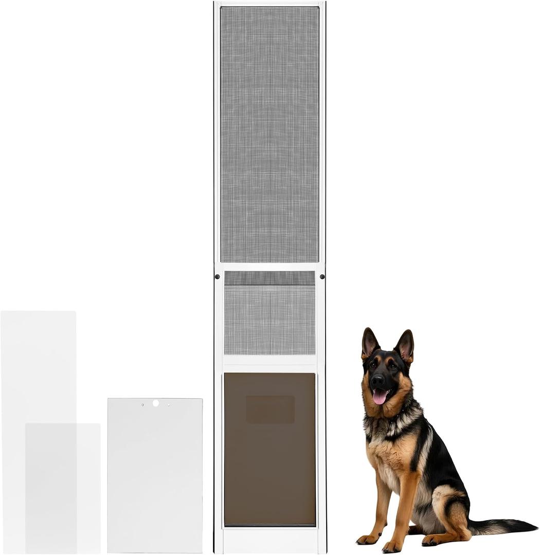 XL Dog Door for Sliding Glass Door, Extra Large Patio Doggy Door Insert for Sliding Door, Height Adjustable from 44" to 84", Flap Width: 14 inch, 14.3 x 23.5 inches