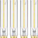 E26 Tubular LED Bulbs 4W, 3000K Soft White,Dimmable Edison Style Filament Light Bulb, T10 Vintage Bulb 40 Watt Equivalent, E26 Medium Base 400LM,Clear Glass Cover, 7.3in(185mm),4-Pack
