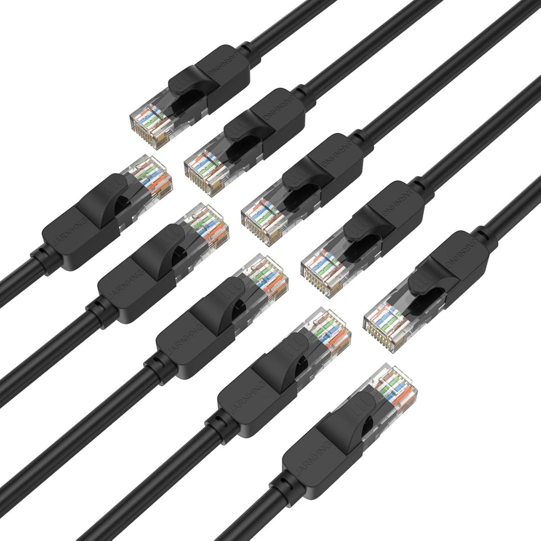 Cat 6 Ethernet Cable 1.5 ft, Indoor/Outdoor High Speed 10Gbps Internet Cable, Black RJ45 LAN Patch Cables, Ethernet Cord Suitable for Games, Computers, Televisions, Routers, Printers (10Pack)