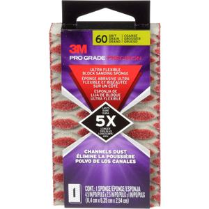 3M 2500PGP-60C-UF Pro Grade Precision 60-Grit Ultra Flexible Block Sanding Sponge, 4.5" x 2.5" x 1"