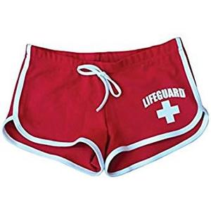 LIFEGUARD Girls Kids Officially Licensed Hi-Cut Short Red and White Soft Cotton Material, large, 14/16