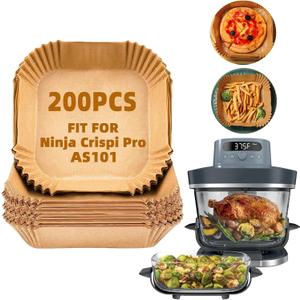 200PCS Air Fryer Liners Disposable for Ninja Crispi Pro 6-in-1 Glass Air Fryer 6QT AS101CY | AS101DG | AS101LG, Parchment Paper for Instant Pot, COSORI, Chefman 6 qt Airfryer,Ninja Crispi Accessories