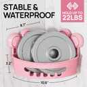 LEVERLOC Corner Shower Caddy Suction Cup, shower shelves suction cup, 2 Pack Basket Powerful Bathroom, Waterproof & Oil-proof Organizer for Kitchen, No-Drilling Removable (Pink)