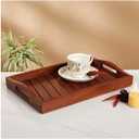 Wooden Serving Tray - Elegant Decorative Tray for Coffee Table, Rustic Wood Finish, Versatile for Dining or Living Room Use, Stylish Home Decor Accent, Sturdy (10 x 6 Inch)