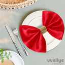 40 Pack Satin Napkins and Napkin Rings Set of 20 Red Satin Table Napkins 17 x 17 Inch, 20Pcs Silky Cloth Napkins for Wedding Party Banquets Dinner