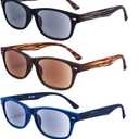 EYEGUARD 3 Pack Unisex Classic of Style Sunglasses Readers Outdoor Reading Glasses for Men and Women 3.50- Not Bifocals