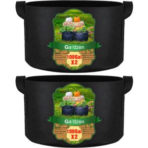 Gardzen 2-Pack 100 Gallon Grow Bags, Aeration Fabric Pots with Handles, Pot for Plants