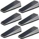RIZZZ Heavy Duty Door Stoppers  6 Pack Zinc Alloy Door Stop Wedges with Non-Slip Rubber | Strong Metal Door Stop for Bottom of Heavy Doors