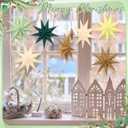 15 Pcs Christmas 3D 9 Pointed 12 Inch Paper Star Lanterns Hanging Lamp Paper Lantern Lamp Shade Sage Green Christmas Ornaments Estrellas De Papel Navidad for Birthday Party Decor Xmas Decorations