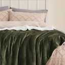 Bedsure GentleSoft Sherpa Fleece Twin Size Blanket for Couch, Non-Heated, Thick and Warm Throw for Women and Men, Soft Fuzzy Plush Twin Blanket for Winter, Olive Green, 60x80 Inches