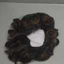 Short Curly Wig For Women Afro Wigs For Black Women Black Mixed Brown Color Big Curly Wig With Bangs Loose Curls Synthetic Wig Big Bouncy Fluffy Curls Wigs For African American Women Daily Wear