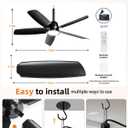 NWOP 36 Inch Plug-In Outdoor Ceiling Fan with Light and Remote, Waterproof Patio Ceiling Fan, 5 Blades Small Ceiling Fan for Porch Gazebo Pergola, Quiet Modern Ceiling Fan, Black