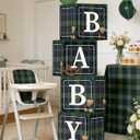 4PCS Green Plaid Teddy Bear Baby Shower Boxes, Vintage Preppy Teddy Bear Party Boxes for Birthday, Baby Shower, Gender Reveal Party Decoration