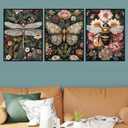 3 Pack Diamond Art Kits for Adults, Bee Diamond Painting Kits for Adults, 5D DIY Round Drill Gem Art Paint with Diamonds Dots Crafts Kits for Home Decor Gift 12x16inch (Bee Butterfly and Dragonfly)