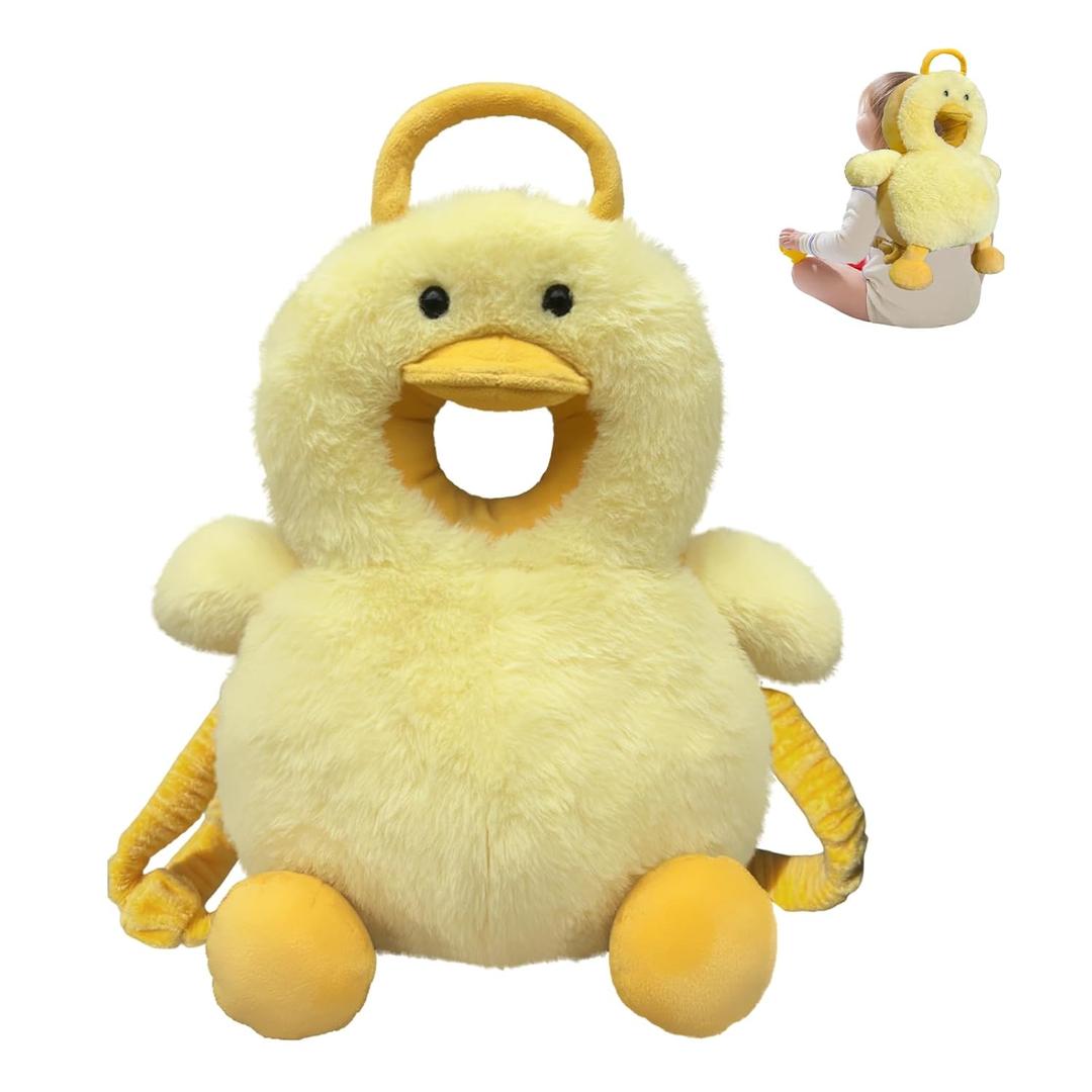 Baby Head Protector Backpack Cushion Wear - Adjustable Baby Toddler Fall Back Head Protector for Crawling Walking Cute Yellow Duck