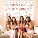 Farmer Market Bridal Shower Decoration 4.92*3.28ft Fresh Off The Market Backdrop Banner Fruit Vegetable Locally Grown Gardener Farm Bride To Be Bachelorette Engagement Wedding Party Supplies