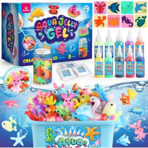Magic Gel Water Elf Toy Kit, Aqua Fairy Water Gel Kit for Kids with 10PCS Aqua Jelly Gels & Animal Mold, Gift for Christmas, Easter, Birthday, New Year, Creative Art Craft Girls 6 7 8 9 10 Year Old