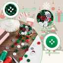 PAGOW 210Pcs Christmas Wooden Buttons, Buffalo Plaid Round Black Red White Green Buttons, 4 Holes Plaid Craft Buttons Bulk for Sewing DIY Decorations