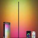 Smart RGB LED Corner Floor Lamp, Standing Lamp with Music Sync and 16M+ DIY Colors, Remote & App Control, Color Changing Ambient Lighting, Floor Lamps for Living Room, Bedroom and Party (Black)