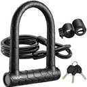 Bike U Lock,20mm Heavy Duty Combination Bicycle D Lock Shackle 4ft Length Security Cable with Sturdy Mounting Bracket and Key Anti Theft Bicycle Secure Locks