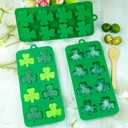 3 pcs Shamrock Silicone Mold, St Patrick's Day Chocolate Mold Shamrock Candy Mold Holiday Ice Cube Mold Cake Pan for Cupcake Decor Butter Jello Crayon Candy Fondant Polymer Clay Candle Wax Melts Craft