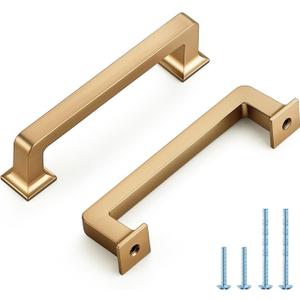 5 Pack 3-3/4 Inch Champagne Bronze Cabinet Handles Solid Zinc Alloy Pulls for Kitchen Cupboard & Drawer Hardware