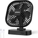 shinic 5 Inch Desk Fan - AA Battery Operated,Ultra-Quiet 6-Blade Table Fan with Timer, 3 Speeds, Adjustable Tilt for Bedroom, Office, Outdoor Travel (Black, No Batteries Included)