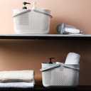 UUJOLY Plastic Organizer Storage Baskets with Handles, Shower Caddy Bins Organizer for Bathroom and kitchen, Grey