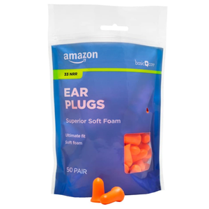 Basic Care Soft Foam Earplugs, 100 Count (1 Pack of 50 Pairs)