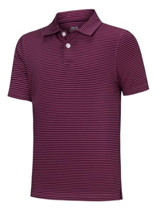 Willit Men's Golf Polo Shirts Short Sleeve Striped Performance Moisture Wicking Maroon Stripe XXL