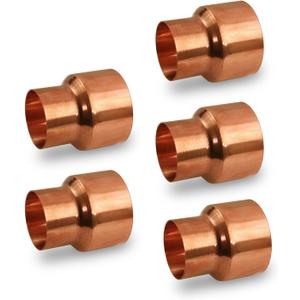 SUPPLYGIANT DDSD0122-5 Reducing Copper Coupling Fittings With Sweat Ends And Rolled Tube,  1 1/4" x 1"