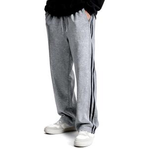 gymha Men's Straight Leg Fleece Sweatpants Relaxed Fit Drawstring Elastic Waist Lounge Pants with Pockets for Athletic Casual (Medium, Gray)