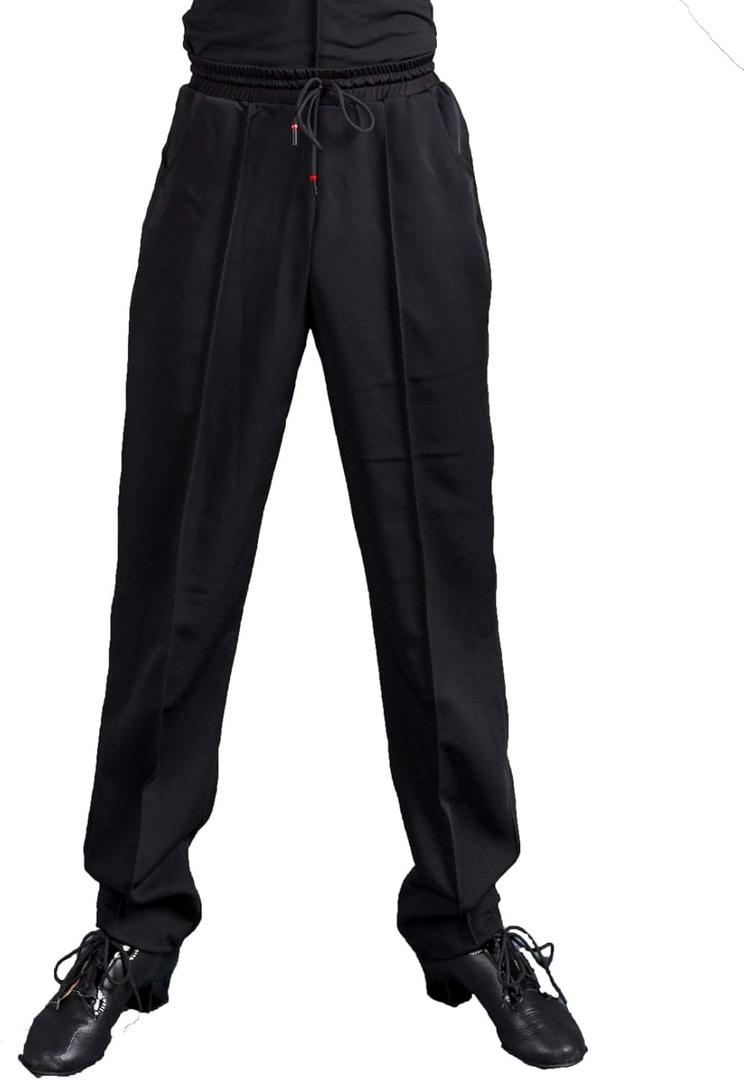 SCGGINTTANZ G5013 Latin Modern Ballroom Dance Professional Harlan Style Trousers/Pants for Men (Small, Black)