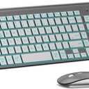Wireless Keyboard and Mouse Ultra Slim Combo, TopMate 2.4G Silent Compact USB 2400DPI Mouse and Scissor Switch Backlit Keyboard Set, for PC/Laptop/Windows/Mac/Gaming - Gray Silver