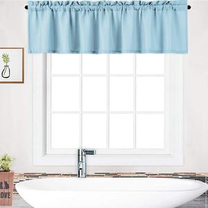 NANAN Waffle Woven Textured Valance for Bathroom Waterproof Window Covering (60" x 15", Dusty Blue, One Panel)