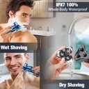 Men's Electric Razor, Upgraded 4D Floating Magnetic Blade Head Rotary Shaver, 3-in-1 Multifunctional for Beard/Nose/Sideburns, IPX7 Waterproof Rechargeable Cordless Shaver, Turbo Speed, Gift for Men